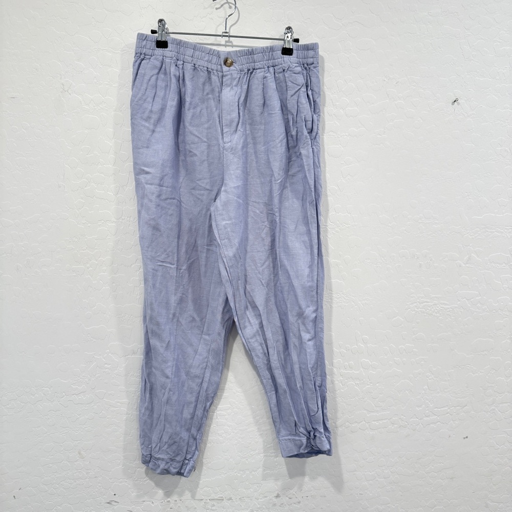 Madewell Linen Joggers Pants Womens Medium Light Blue Casual Quiet Luxury Spring